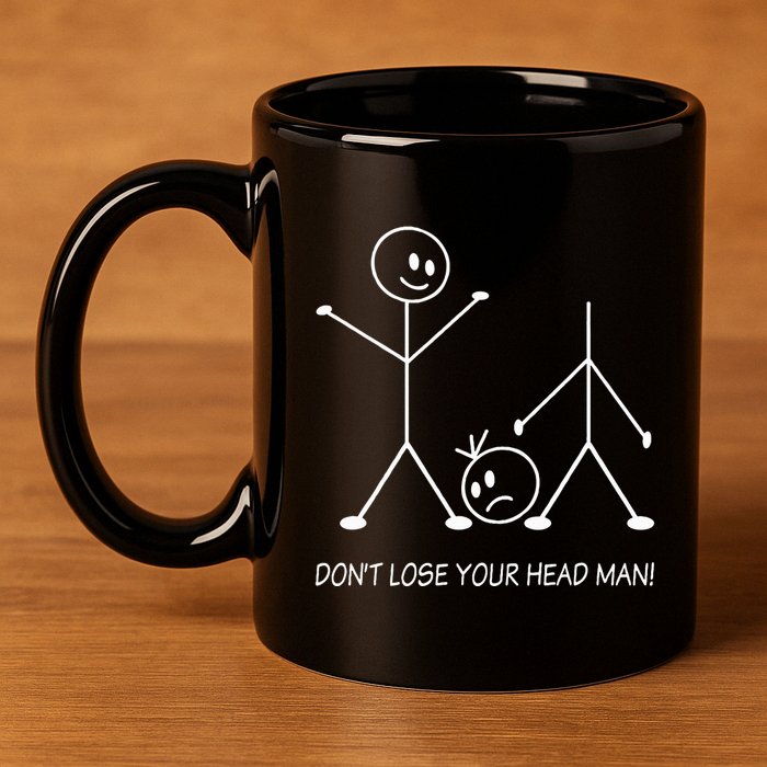 Stick Figures Pun DonT Lose Your Head Man Funny Stickman 11oz C Handle Ceramic Mug