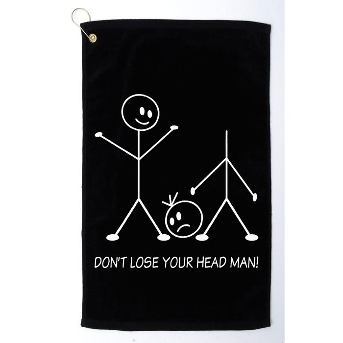 Stick Figures Pun DonT Lose Your Head Man Funny Stickman Golf Towel