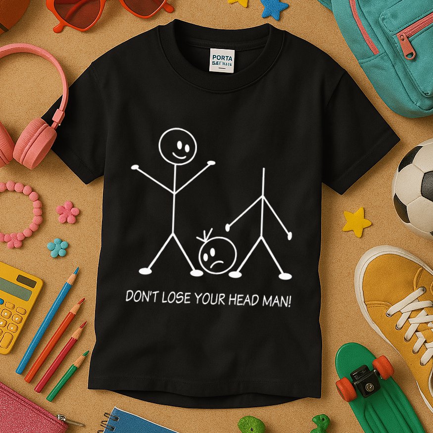 Stick Figures Pun DonT Lose Your Head Man Funny Stickman Kids T-Shirt
