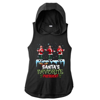 SantaS Favorite President Santa Trump Dance Ladies PosiCharge Tri-Blend Wicking Draft Hoodie Tank