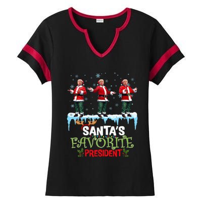 SantaS Favorite President Santa Trump Dance Ladies Halftime Notch Neck Tee