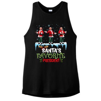 SantaS Favorite President Santa Trump Dance Ladies PosiCharge Tri-Blend Wicking Tank