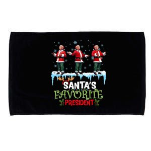 SantaS Favorite President Santa Trump Dance Microfiber Hand Towel