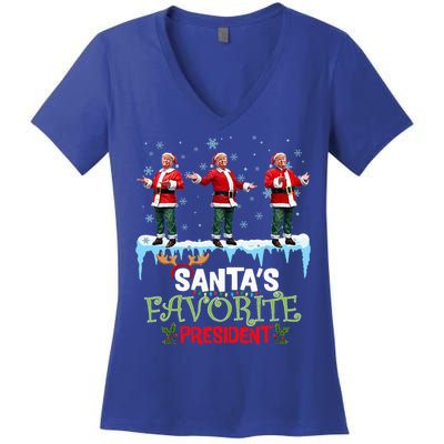 SantaS Favorite President Santa Trump Dance Women's V-Neck T-Shirt