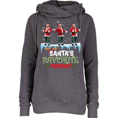 SantaS Favorite President Santa Trump Dance Womens Funnel Neck Pullover Hood