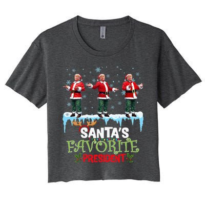 SantaS Favorite President Santa Trump Dance Women's Crop Top Tee