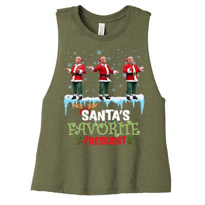 SantaS Favorite President Santa Trump Dance Women's Racerback Cropped Tank