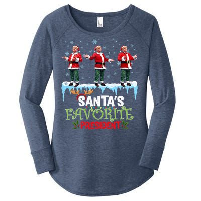 SantaS Favorite President Santa Trump Dance Women's Perfect Tri Tunic Long Sleeve Shirt