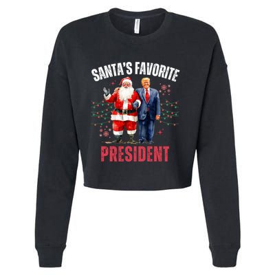 SantaS Favorite President Funny Christmas Trump 47th Funny Gift Cropped Pullover Crew