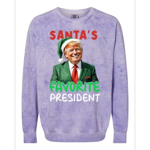 SantaS Favorite President Trump Christmas Santa Hat Gift Colorblast Crewneck Sweatshirt