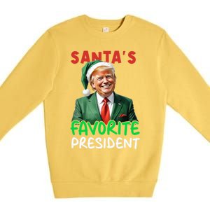 SantaS Favorite President Trump Christmas Santa Hat Gift Premium Crewneck Sweatshirt