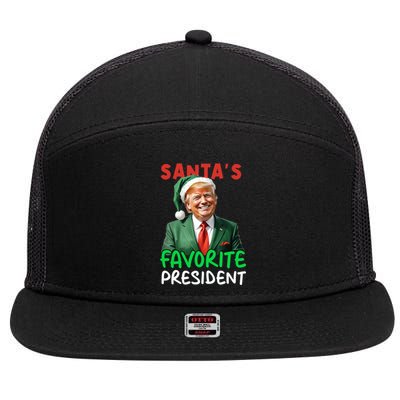 SantaS Favorite President Trump Christmas Santa Hat Gift 7 Panel Mesh Trucker Snapback Hat