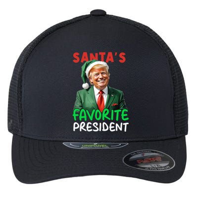 SantaS Favorite President Trump Christmas Santa Hat Gift Flexfit Unipanel Trucker Cap