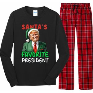 SantaS Favorite President Trump Christmas Santa Hat Gift Long Sleeve Pajama Set