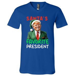 SantaS Favorite President Trump Christmas Santa Hat Gift V-Neck T-Shirt