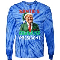 SantaS Favorite President Trump Christmas Santa Hat Gift Tie-Dye Long Sleeve Shirt