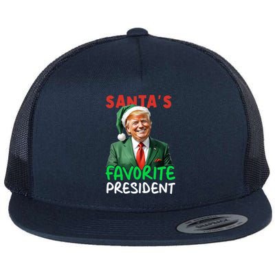 SantaS Favorite President Trump Christmas Santa Hat Gift Flat Bill Trucker Hat