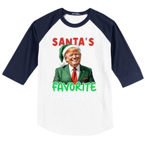 SantaS Favorite President Trump Christmas Santa Hat Gift Baseball Sleeve Shirt