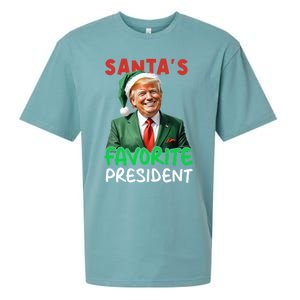 SantaS Favorite President Trump Christmas Santa Hat Gift Sueded Cloud Jersey T-Shirt