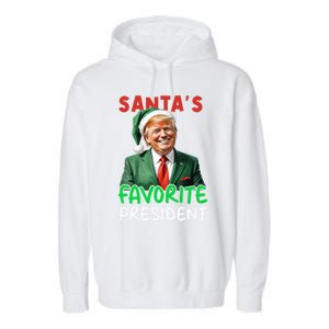 SantaS Favorite President Trump Christmas Santa Hat Gift Garment-Dyed Fleece Hoodie