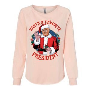 SantaS Favorite President Trump Christmas Womens California Wash Sweatshirt