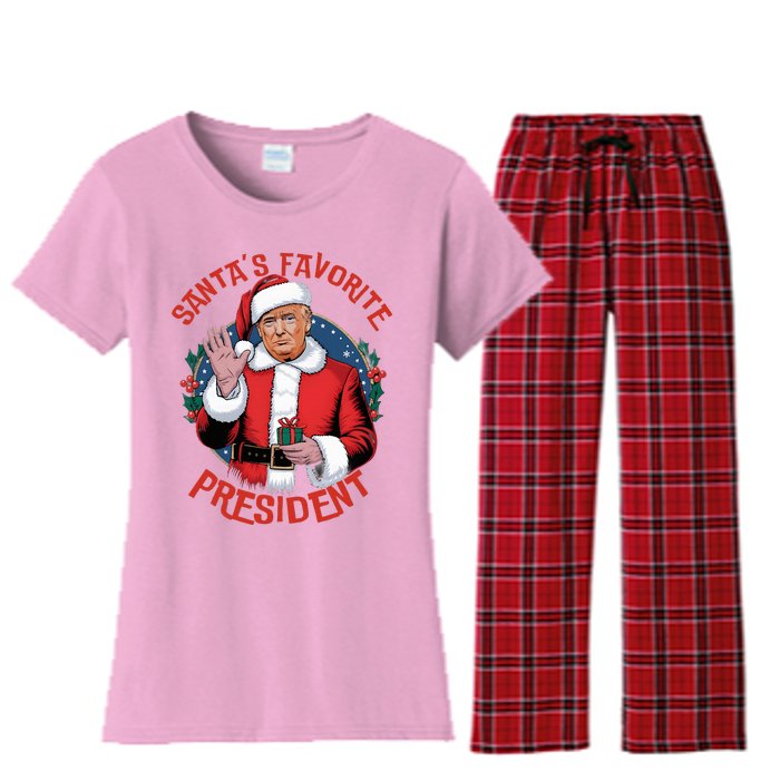 SantaS Favorite President Trump Christmas Women's Flannel Pajama Set