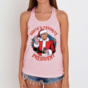 SantaS Favorite President Trump Christmas Women's Knotted Racerback Tank