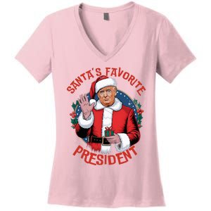 SantaS Favorite President Trump Christmas Women's V-Neck T-Shirt