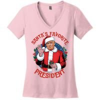 SantaS Favorite President Trump Christmas Women's V-Neck T-Shirt