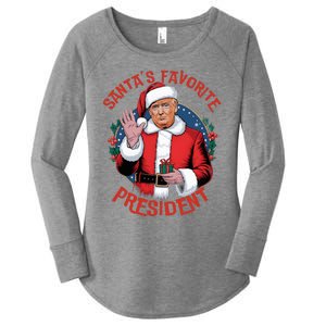 SantaS Favorite President Trump Christmas Women's Perfect Tri Tunic Long Sleeve Shirt