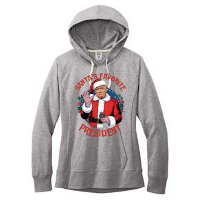 SantaS Favorite President Trump Christmas Women's Fleece Hoodie