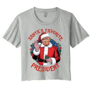 SantaS Favorite President Trump Christmas Women's Crop Top Tee