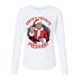 SantaS Favorite President Trump Christmas Womens Cotton Relaxed Long Sleeve T-Shirt