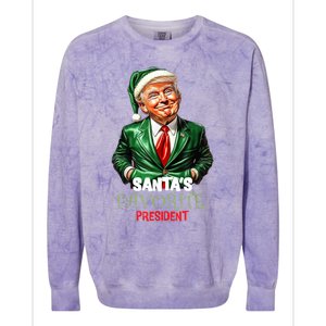 SantaS Favorite President Funny Humorous Trump Christmas Funny Gift Colorblast Crewneck Sweatshirt