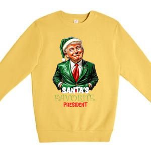 SantaS Favorite President Funny Humorous Trump Christmas Funny Gift Premium Crewneck Sweatshirt