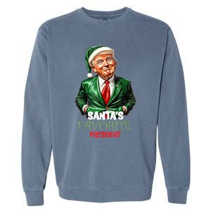 SantaS Favorite President Funny Humorous Trump Christmas Funny Gift Garment-Dyed Sweatshirt