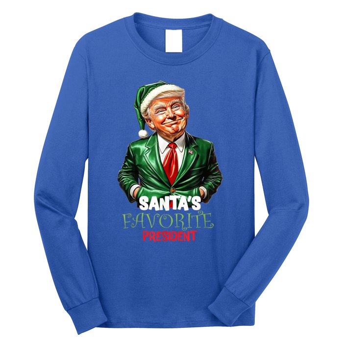 SantaS Favorite President Funny Humorous Trump Christmas Funny Gift Long Sleeve Shirt