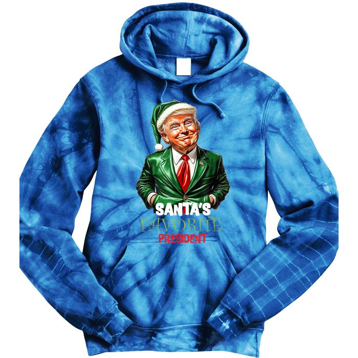 SantaS Favorite President Funny Humorous Trump Christmas Funny Gift Tie Dye Hoodie