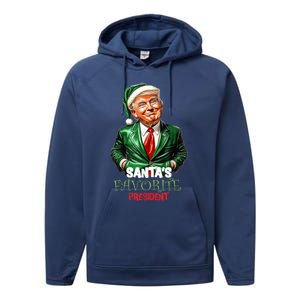 SantaS Favorite President Funny Humorous Trump Christmas Funny Gift Performance Fleece Hoodie