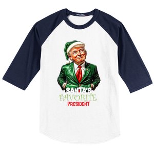 SantaS Favorite President Funny Humorous Trump Christmas Funny Gift Baseball Sleeve Shirt