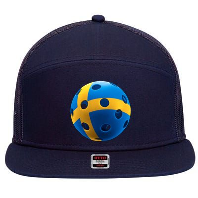 Swedish Flag Pickleball 7 Panel Mesh Trucker Snapback Hat