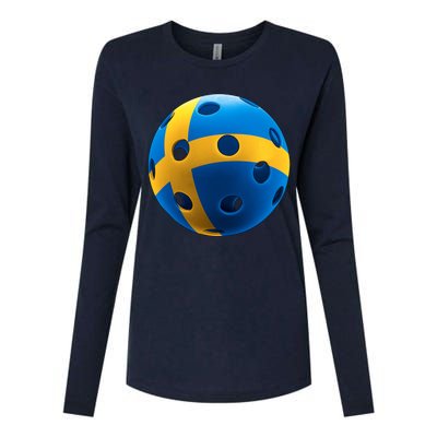 Swedish Flag Pickleball Womens Cotton Relaxed Long Sleeve T-Shirt