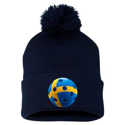 Swedish Flag Pickleball Pom Pom 12in Knit Beanie