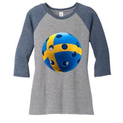 Swedish Flag Pickleball Women's Tri-Blend 3/4-Sleeve Raglan Shirt