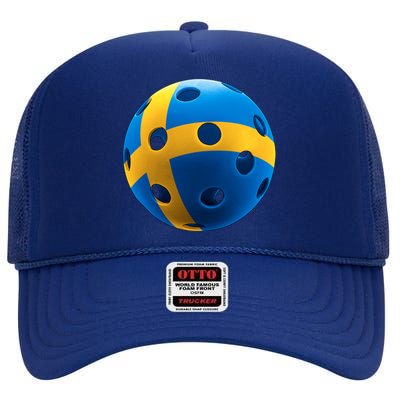 Swedish Flag Pickleball High Crown Mesh Back Trucker Hat