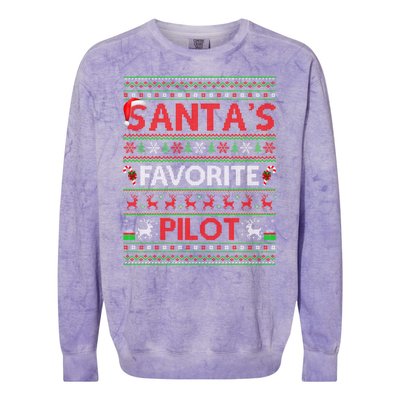 Santas Favorite Pilot Christmas Gift Colorblast Crewneck Sweatshirt