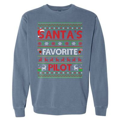 Santas Favorite Pilot Christmas Gift Garment-Dyed Sweatshirt