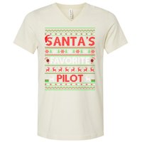 Santas Favorite Pilot Christmas Gift V-Neck T-Shirt