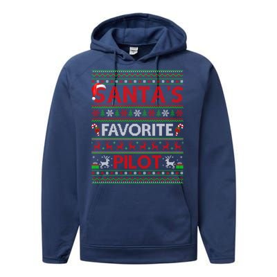 Santas Favorite Pilot Christmas Gift Performance Fleece Hoodie