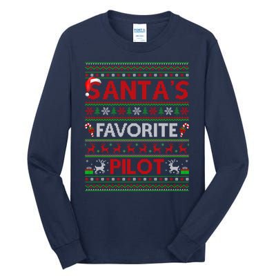 Santas Favorite Pilot Christmas Gift Tall Long Sleeve T-Shirt